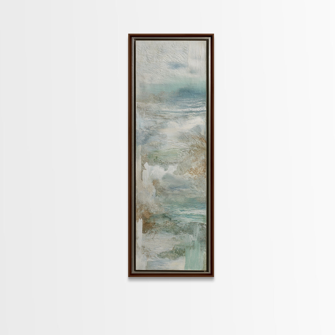 Coastal Shells and Water Study Framed Canvas Print, Medical Office Art, Medical Art, Office Decor, Fine Art, Calm, Biology Art, MOA-1x3-80