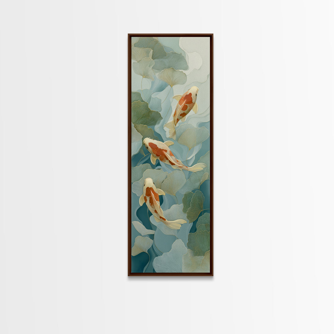 Calm Koi Fish Swimming Through Clear Water Canvas Print, Medical Office Art, Gallery Decor, Office Decor, Oil Painting, Calm, MOA-1x3-82