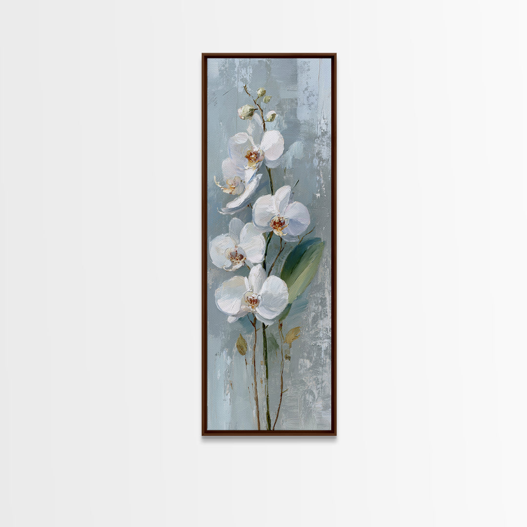 White Orchid on Gray Stone Surface Canvas Print, Medical Office Art, Art Print, Office Decor, Oil Painting, Calm, Printable Art, MOA-1x3-90