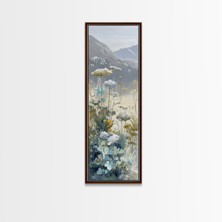 Sunlit Meadow with Wildflowers and Calm Mood Framed Canvas Print, Medical Office Art, Brain Poster, Office Decor, Calm, MOA-1x3-96