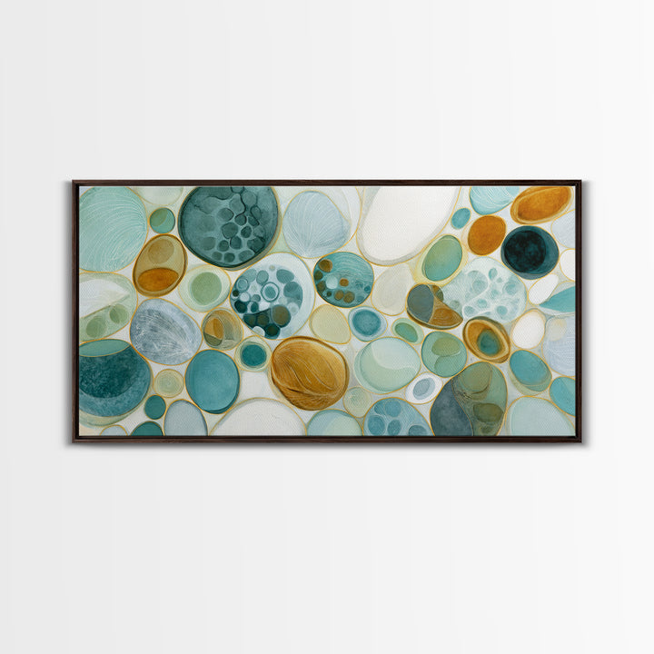 Abstract Cells and Circles as Soothing Pattern Framed Canvas Print, Medical Office Art, Home Decor, Office Decor, Calm, MOA-2x1-1