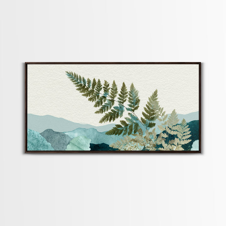 Minimal Green Fern Specimen Framed Canvas Print, Medical Office Art, Educational Poster, Office Decor, Fine Art, Calm, MOA-2x1-100