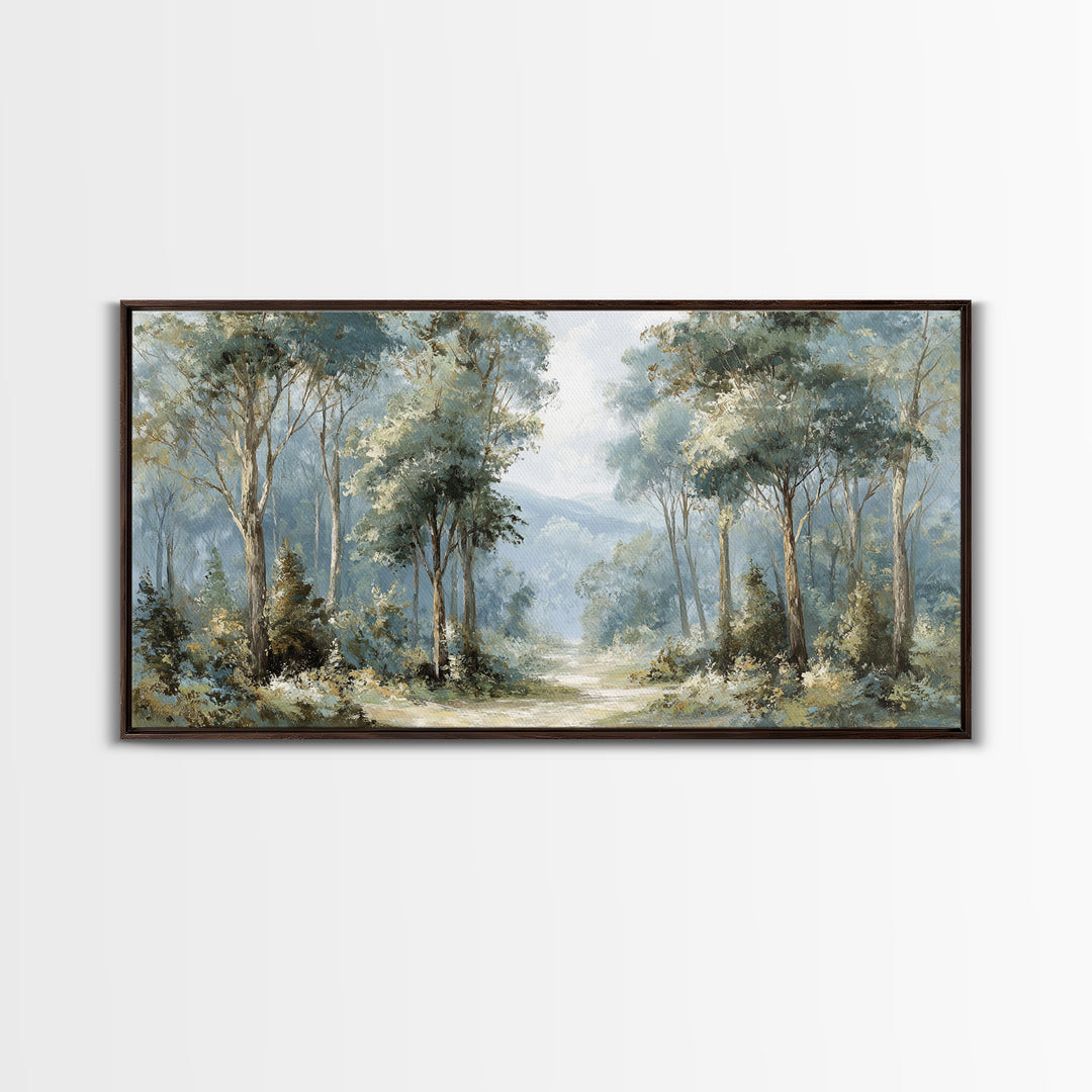 Gentle Forest Path Framed Canvas Print, Medical Office Art, Minimalist Decor, Office Decor, Fine Art, Calm, Dental Office Decor, MOA-2x1-13