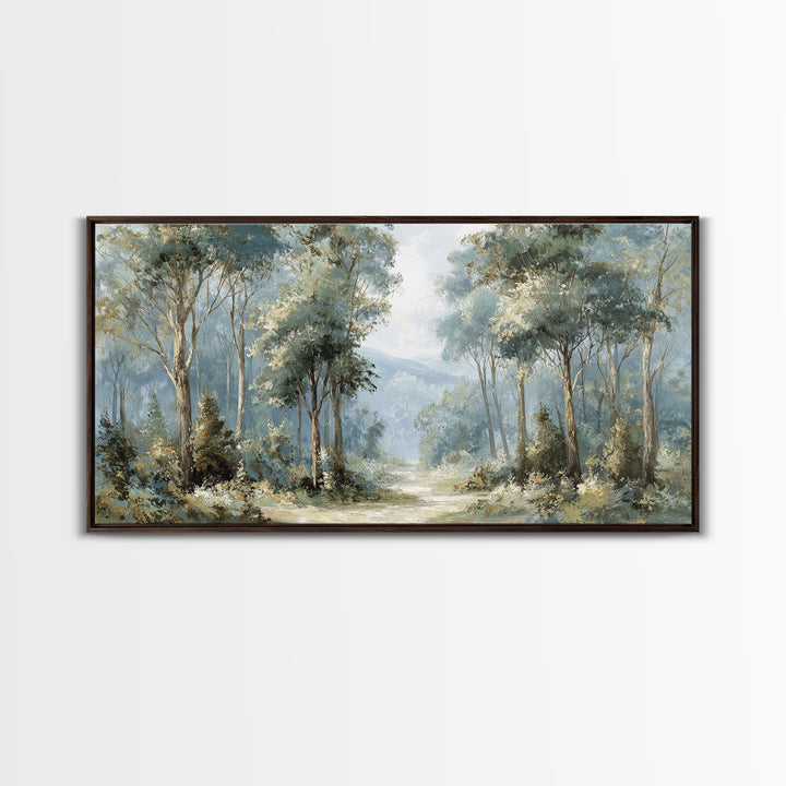 Gentle Forest Path Framed Canvas Print, Medical Office Art, Minimalist Decor, Office Decor, Fine Art, Calm, Dental Office Decor, MOA-2x1-13