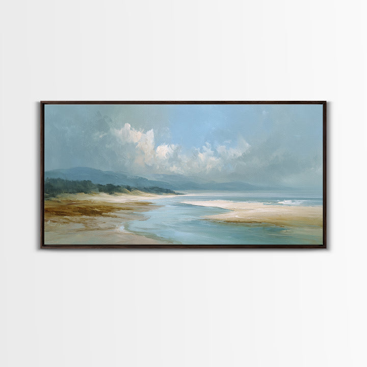 Coastal Shells and Water Study Framed Canvas Print, Medical Office Art, Fine Art Print, Office Decor, Fine Art, Calm, MOA-2x1-16