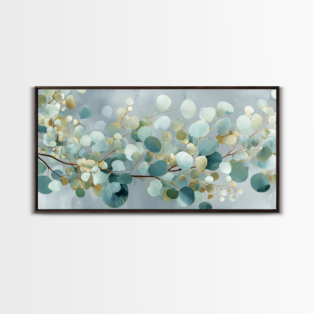 Botanical Eucalyptus Branch Framed Canvas Print, Medical Office Art, Digital Wall Art, Office Decor, Watercolor Art, Calm, MOA-2x1-23