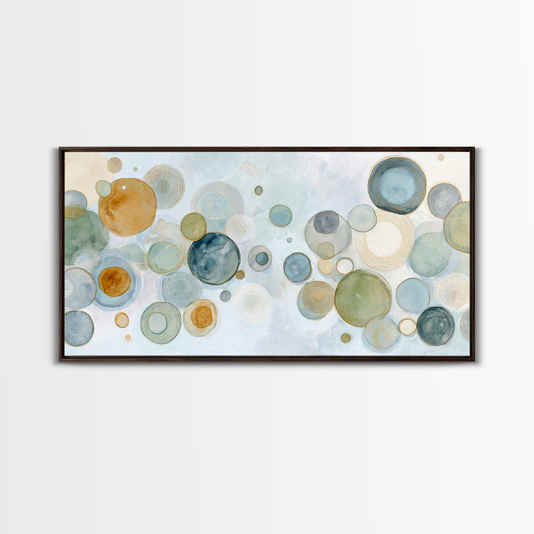 Abstract Cells and Circles as Soothing Pattern Framed Canvas Print, Medical Office Art, Home Decor, Office Decor, Calm, MOA-2x1-25