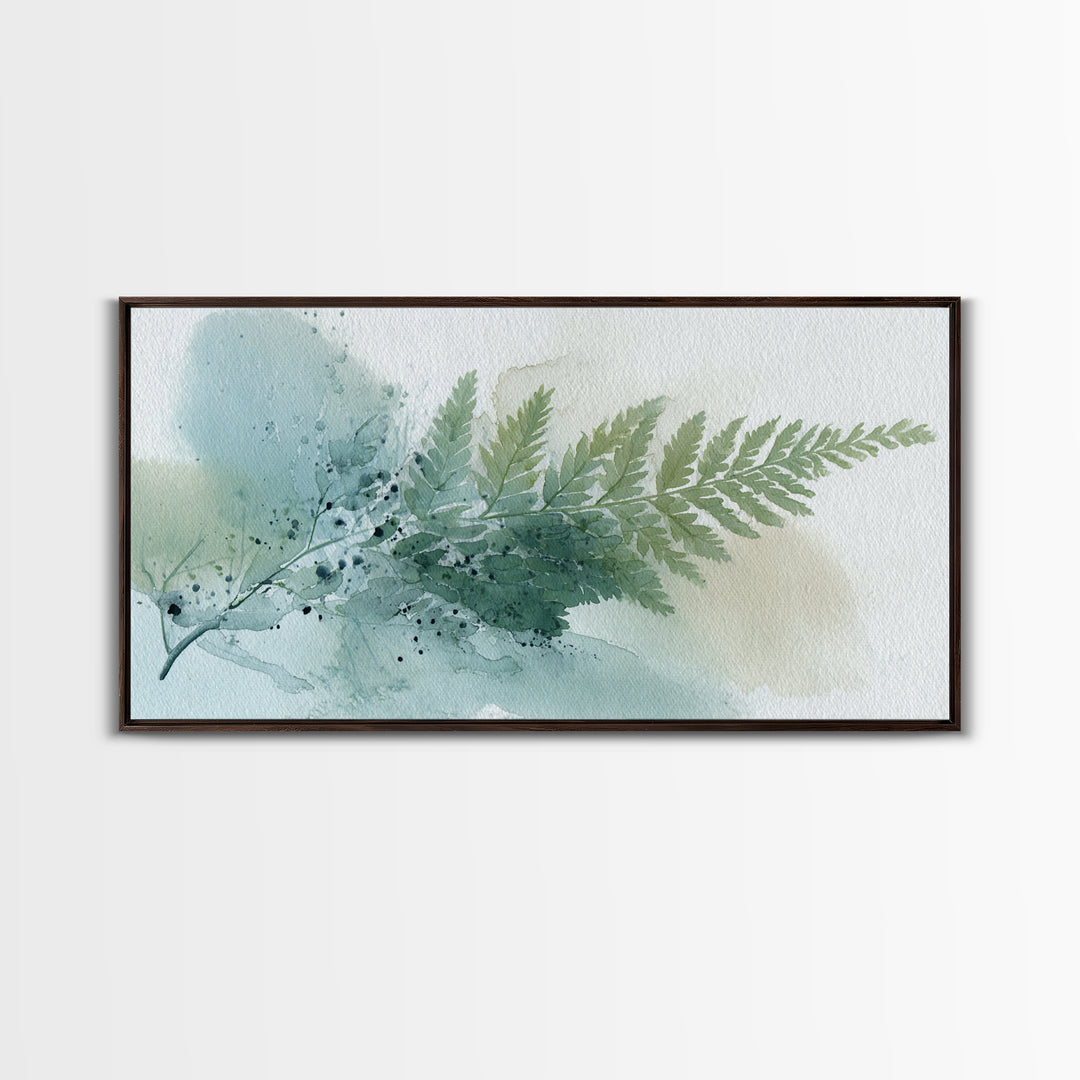 Minimal Green Fern Specimen Framed Canvas Print, Medical Office Art, Minimalist Decor, Office Decor, Calm, Dental Office Decor, MOA-2x1-28