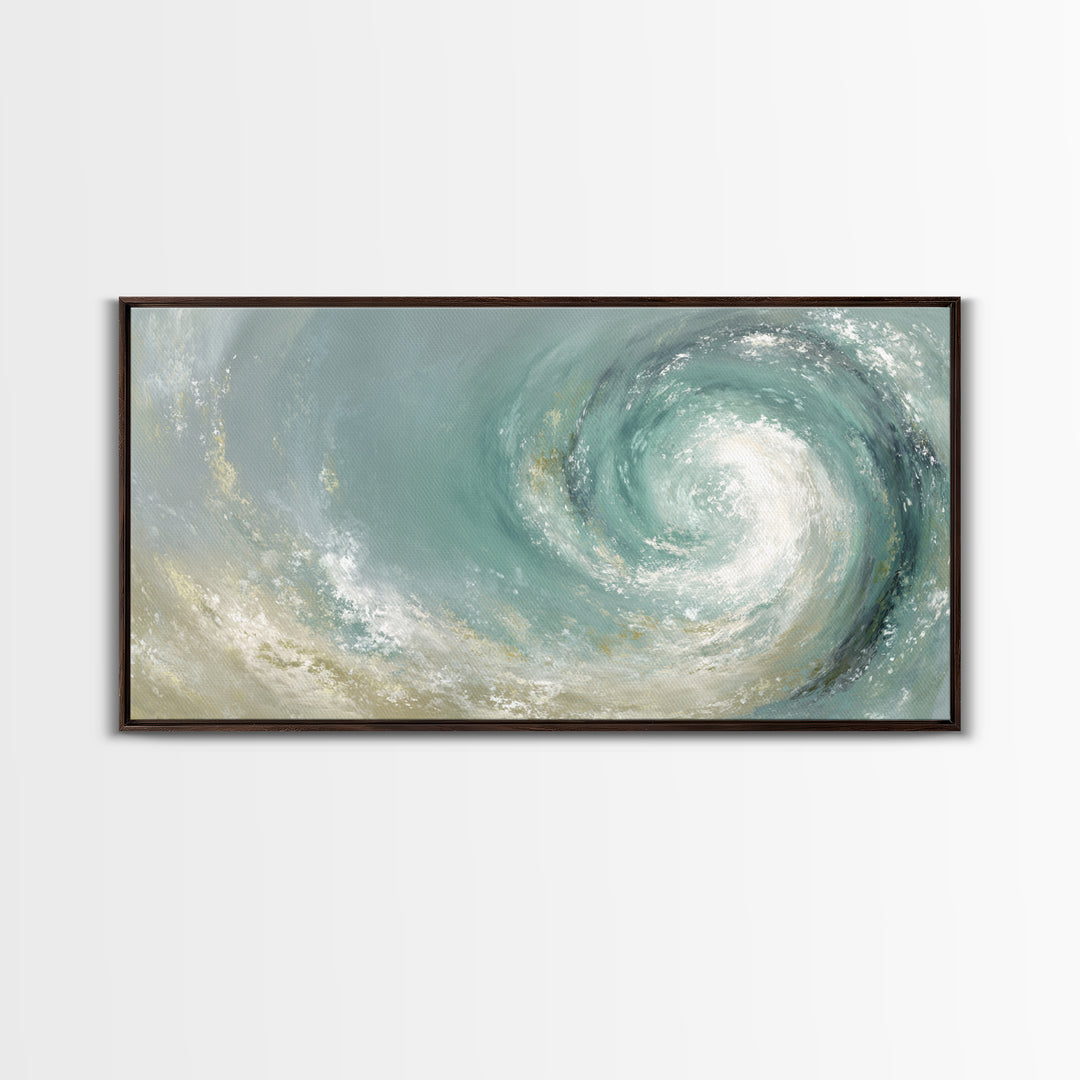 Abstract Healing Spiral Framed Canvas Print, Medical Office Art, Office Decor, Abstract Art, Calm, Teal Wall Art, MOA-2x1-35