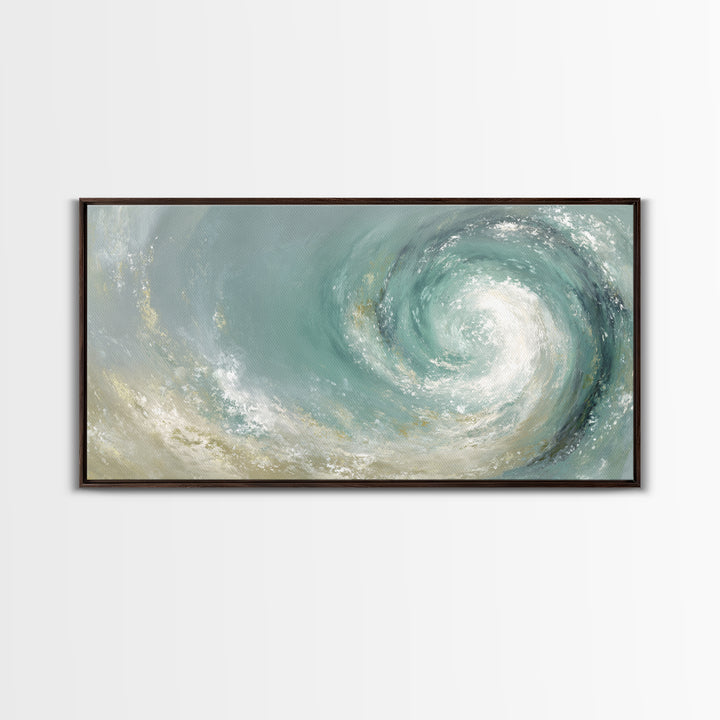 Abstract Healing Spiral Framed Canvas Print, Medical Office Art, Office Decor, Abstract Art, Calm, Teal Wall Art, MOA-2x1-35