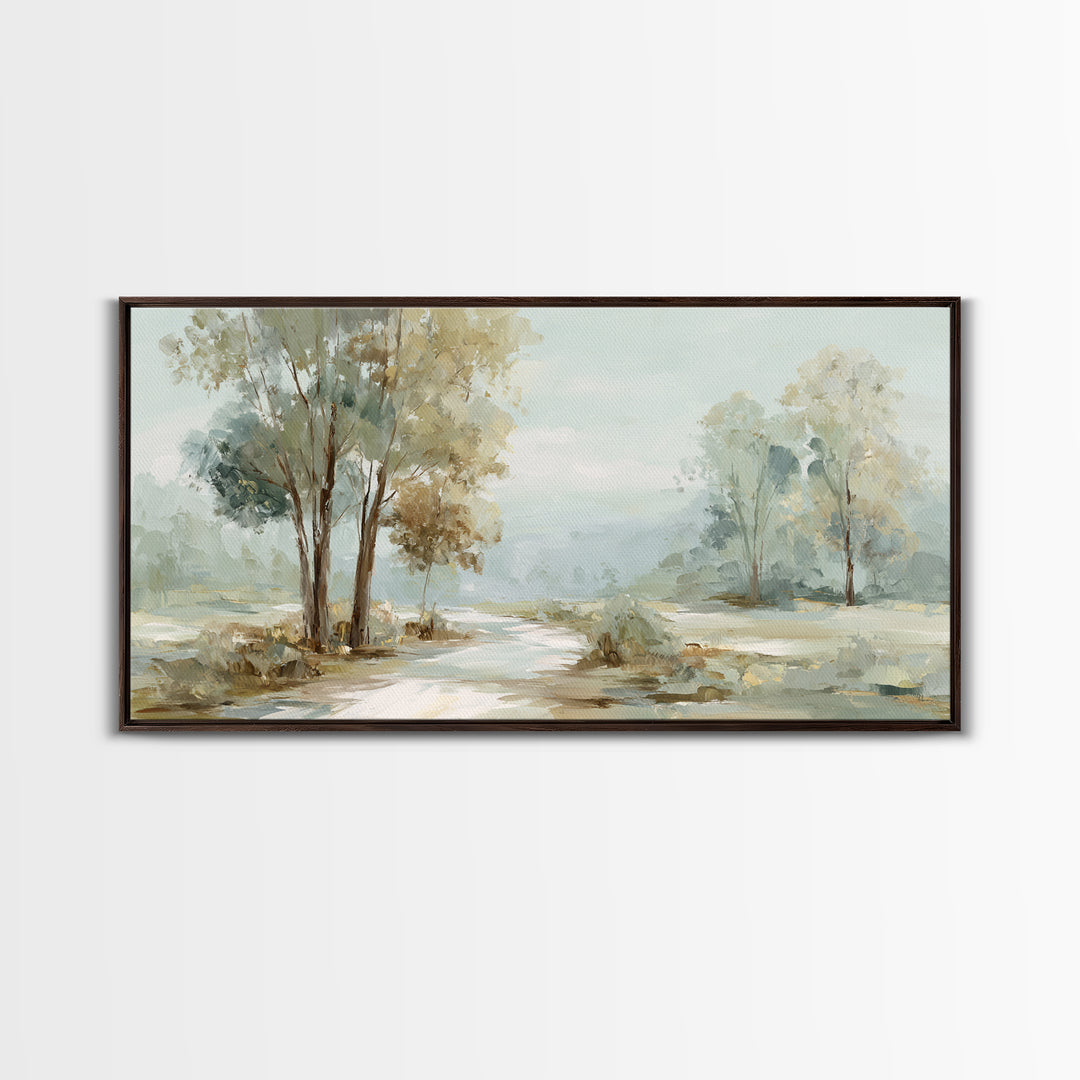 Gentle Forest Path Framed Canvas Print, Medical Office Art, Minimalist Decor, Office Decor, Fine Art, Calm, Dental Office Decor, MOA-2x1-37