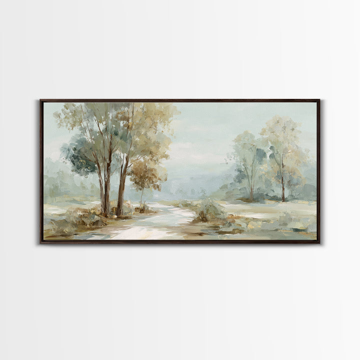 Gentle Forest Path Framed Canvas Print, Medical Office Art, Minimalist Decor, Office Decor, Fine Art, Calm, Dental Office Decor, MOA-2x1-37