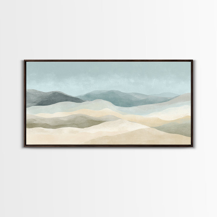 Minimal Sunrise over Rounded Hills Framed Canvas Print, Medical Office Art, Office Decor, Fine Art, Calm, Brain Poster, MOA-2x1-43