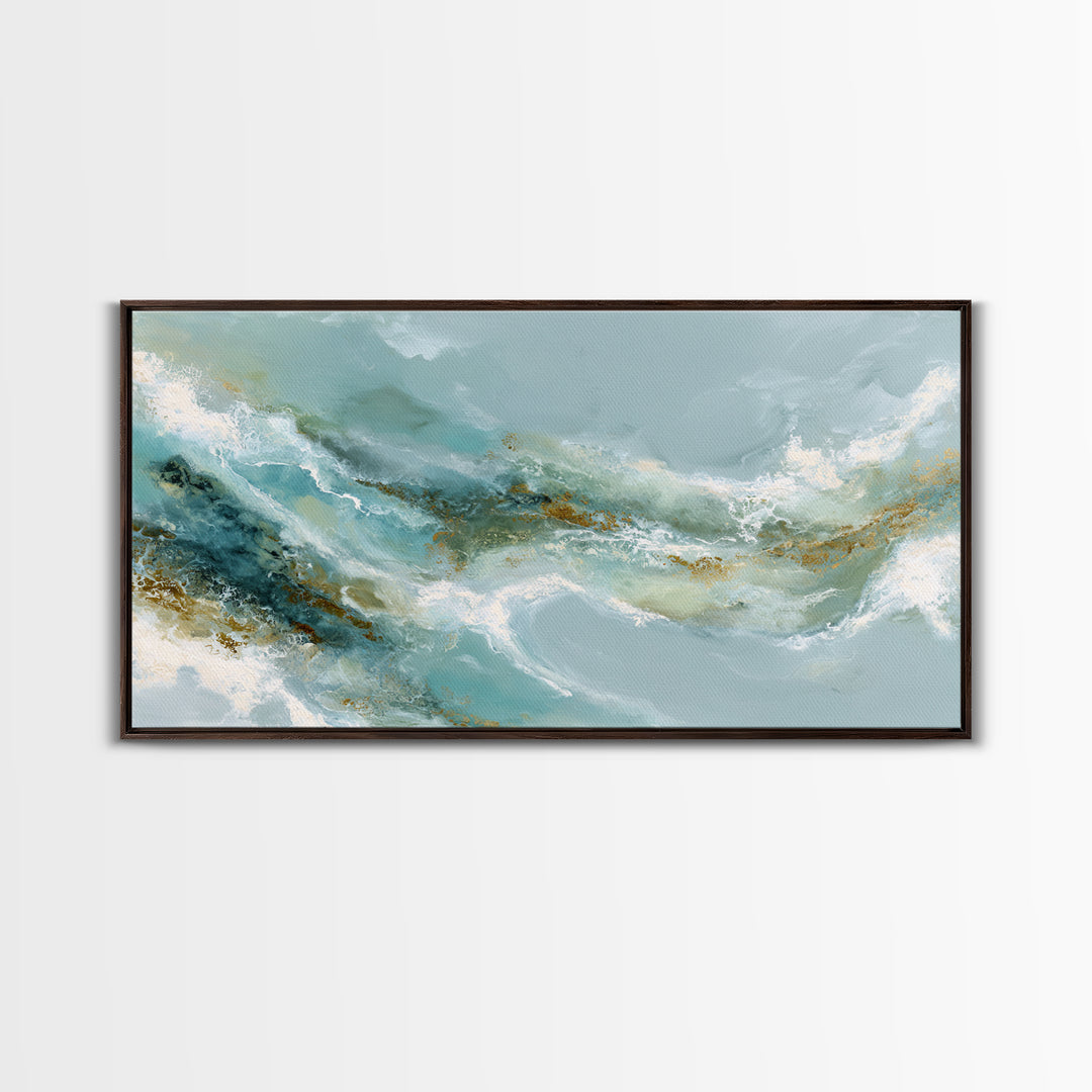 Calming Blue Abstract Framed Canvas Print, Medical Office Art, Digital Wall Art, Office Decor, Calm, Healthcare Wall Art, MOA-2x1-45
