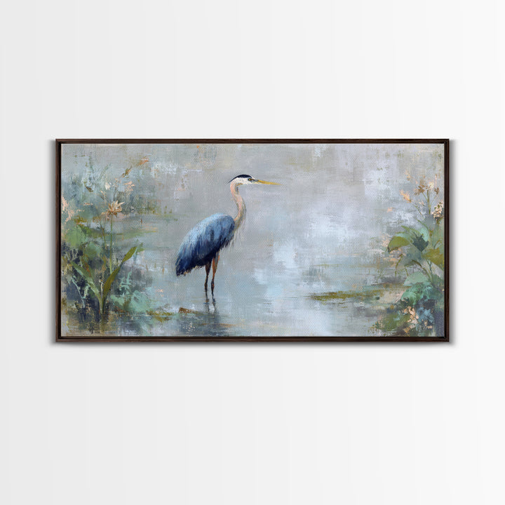 Blue Heron Standing Canvas Print, Medical Office Art, Wall Art, Office Decor, Fine Art, Calm, Printable Card, Medical Art, MOA-2x1-58