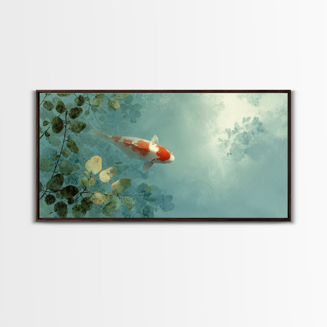 Calm Koi Fish Swimming Through Clear Water Canvas Print, Medical Office Art, Office Decor, Watercolor Art, Calm, MOA-2x1-66