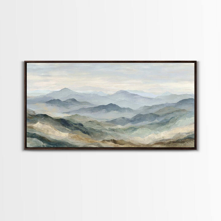 Soft Mountain Landscape Canvas Print, Medical Office Art, Digital Art, Office Decor, Oil Painting, Calm, Medical Decor, MOA-2x1-70