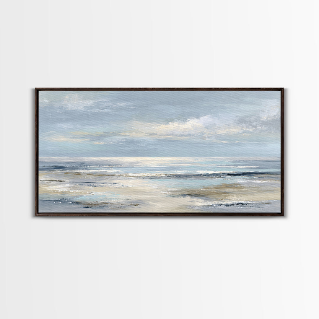 Peaceful Ocean Horizon Framed Canvas Print, Medical Office Art, Minimalist Art, Office Decor, Calm, Educational Poster, MOA-2x1-72