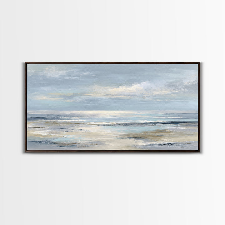 Peaceful Ocean Horizon Framed Canvas Print, Medical Office Art, Minimalist Art, Office Decor, Calm, Educational Poster, MOA-2x1-72