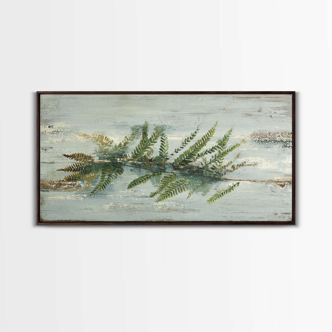 Minimal Green Fern Specimen Canvas Print, Medical Office Art, Medical Decor, Office Decor, Fine Art, Calm, Science Art, MOA-2x1-76