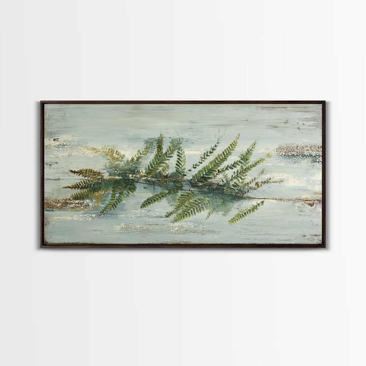 Minimal Green Fern Specimen Canvas Print, Medical Office Art, Medical Decor, Office Decor, Fine Art, Calm, Science Art, MOA-2x1-76