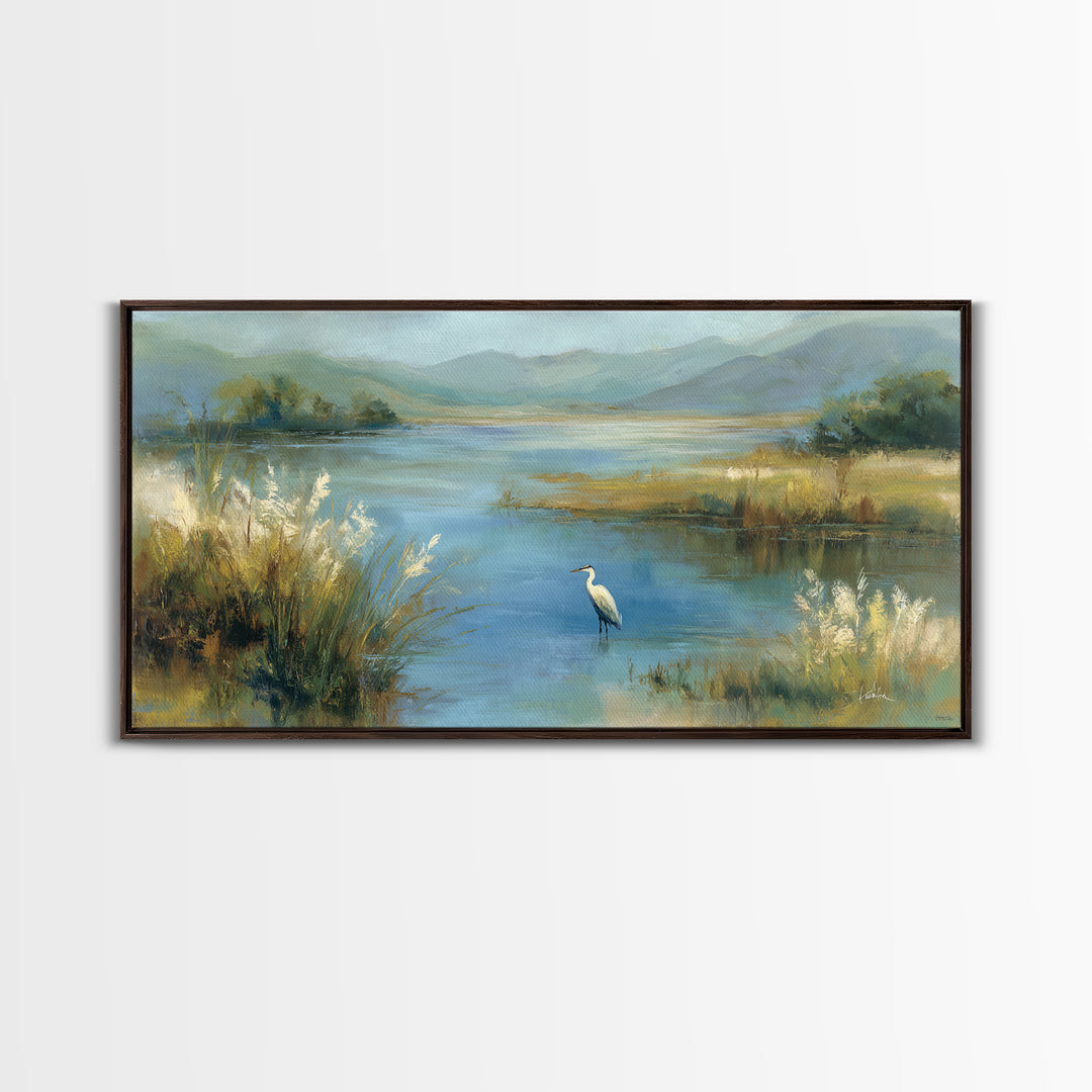 Blue Heron Standing Canvas Print, Medical Office Art, Wall Art, Office Decor, Fine Art, Calm, Printable Card, Medical Art, MOA-2x1-82