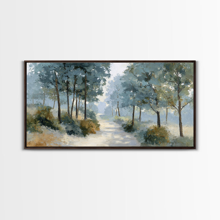 Gentle Forest Path Framed Canvas Print, Medical Office Art, Teal Wall Art, Office Decor, Fine Art, Calm, Anatomy Art, MOA-2x1-85