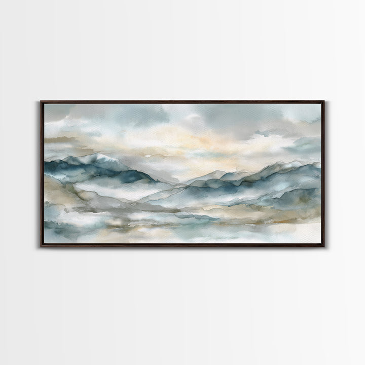 Soft Mountain Landscape Canvas Print, Medical Office Art, Digital Art, Office Decor, Oil Painting, Calm, Medical Decor, MOA-2x1-94