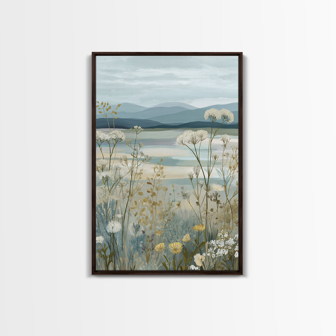 Sunlit Meadow with Wildflowers and Calm Mood Canvas Print, Medical Office Art, Neuroscience Art, Office Decor, Calm, MOA-2x3-44