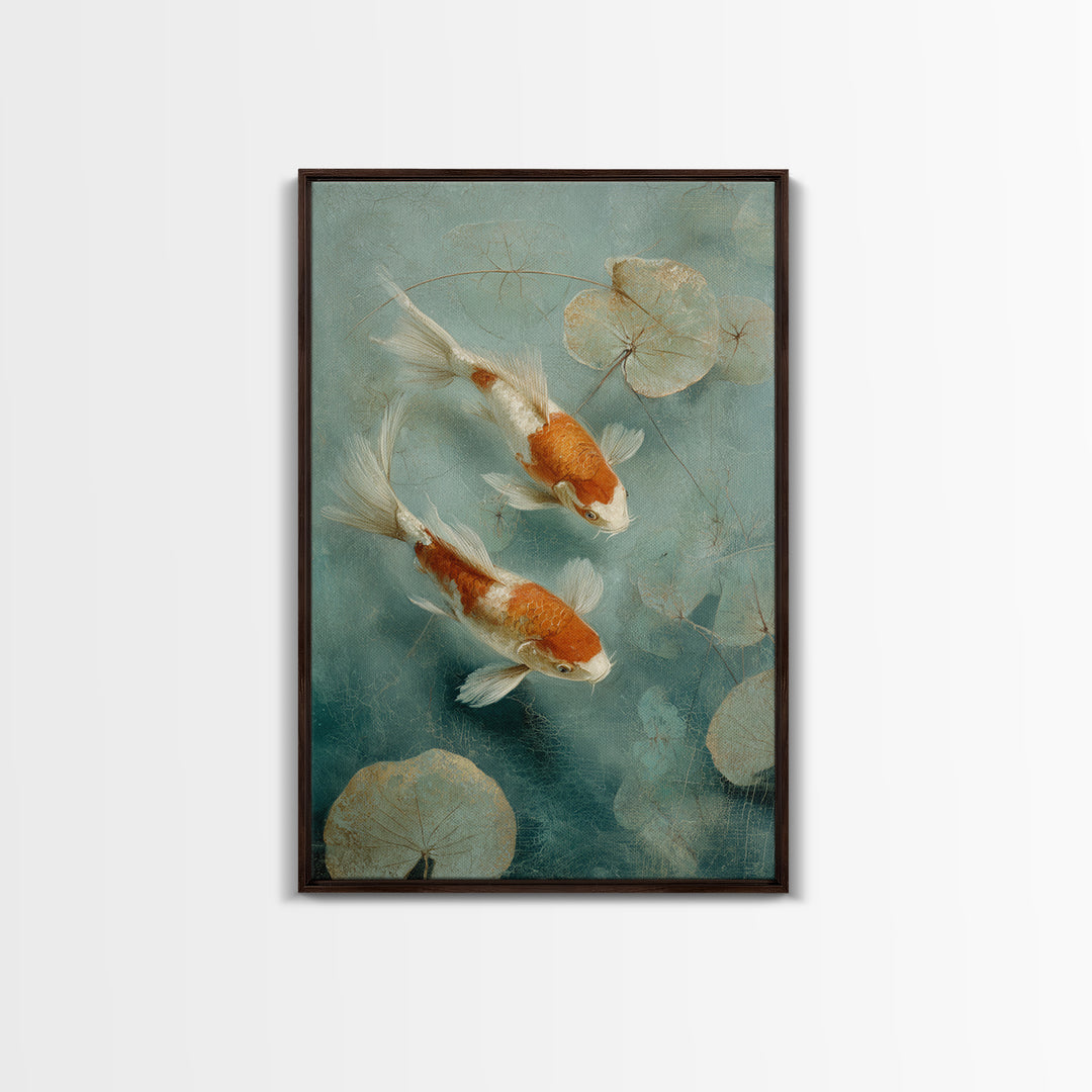 Calm Koi Fish Swimming Through Clear Water Canvas Print, Medical Office Art, Minimalist Decor, Office Decor, Fine Art, Calm, MOA-2x3-54