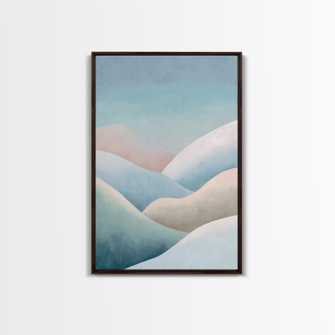 Minimal Sunrise over Rounded Hills Framed Canvas Print, Medical Office Art, Textured Painting, Office Decor, Fine Art, Calm, MOA-2x3-55