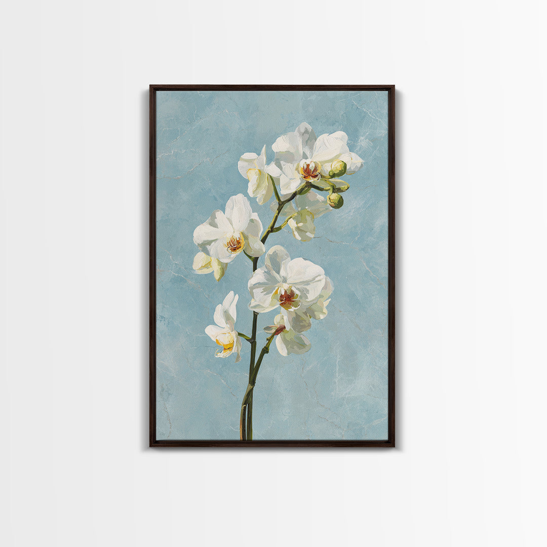 White Orchid on Gray Stone Surface Canvas Print, Medical Office Art, Digital Wall Art, Office Decor, Calm, Healthcare Wall Art, MOA-2x3-62