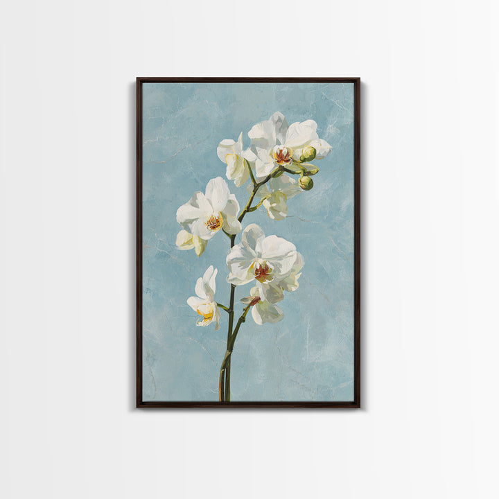 White Orchid on Gray Stone Surface Canvas Print, Medical Office Art, Digital Wall Art, Office Decor, Calm, Healthcare Wall Art, MOA-2x3-62