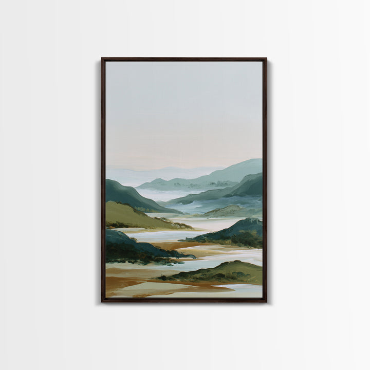 Minimal Sunrise over Rounded Hills Canvas Print, Medical Office Art, Brain Art, Office Decor, Fine Art, Calm, Boho Decor, MOA-2x3-7