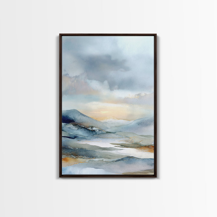 Soft Mountain Landscape Canvas Print, Medical Office Art, Office Decor, Watercolor Art, Calm, Brain Poster, Healthcare Wall Art, MOA-2x3-82