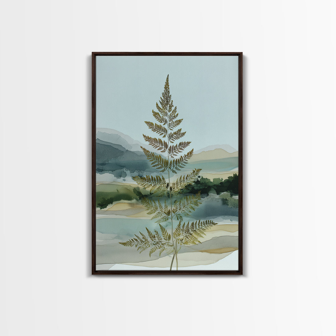 Minimal Green Fern Specimen Framed Canvas Print, Medical Office Art, Printable Art, Office Decor, Calm, Medical Wall Art, MOA-2x3-88