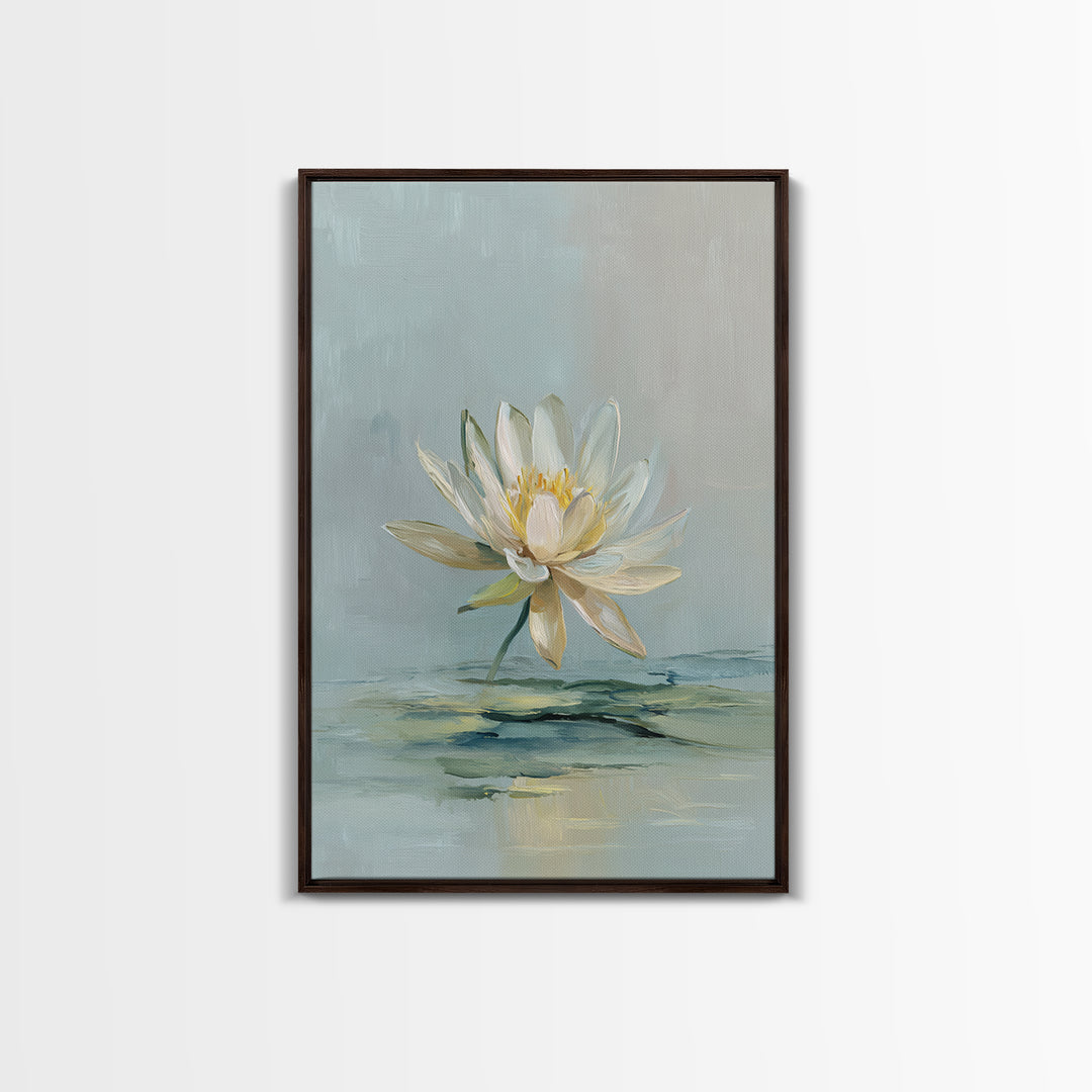 Lotus Flower Floating on Still Water Canvas Print, Medical Office Art, Anatomy Wall Art, Office Decor, Watercolor Art, Calm, MOA-2x3-91
