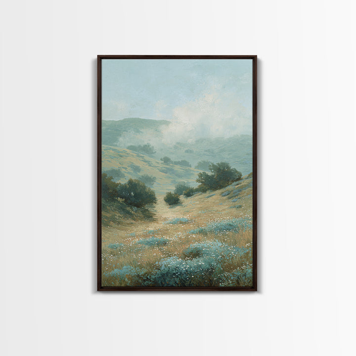 Sunlit Meadow with Wildflowers and Calm Mood Framed Canvas Print, Medical Office Art, Gallery Decor, Office Decor, Calm, MOA-2x3-92