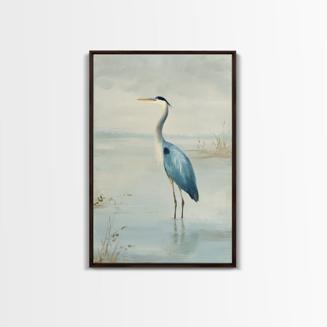 Blue Heron Standing Framed Canvas Print, Medical Office Art, Medical Student Gift, Office Decor, Fine Art, Calm, Anatomy Poster, MOA-2x3-94
