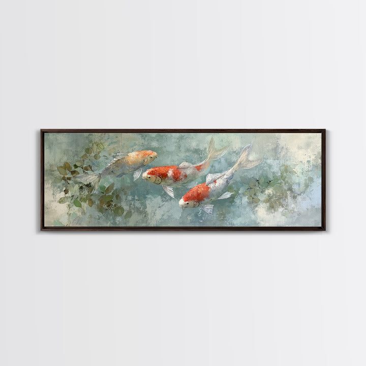 Calm Koi Fish Swimming Through Clear Water Canvas Print, Medical Office Art, Neuroscience Art, Office Decor, Fine Art, Calm, MOA-3x1-14