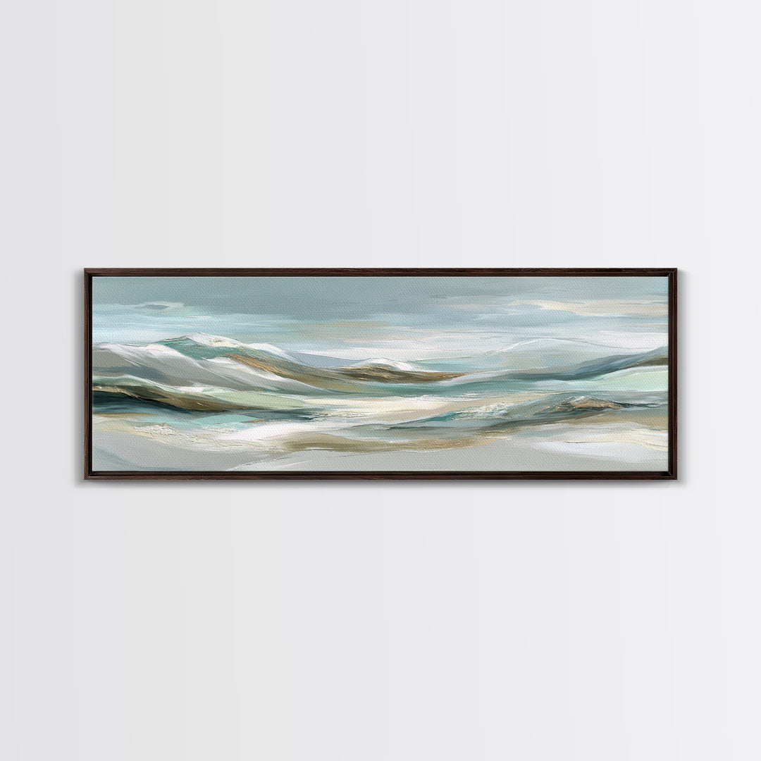 Soft Mountain Landscape Framed Canvas Print, Medical Office Art, Minimalist Art, Office Decor, Calm, Educational Poster, MOA-3x1-18