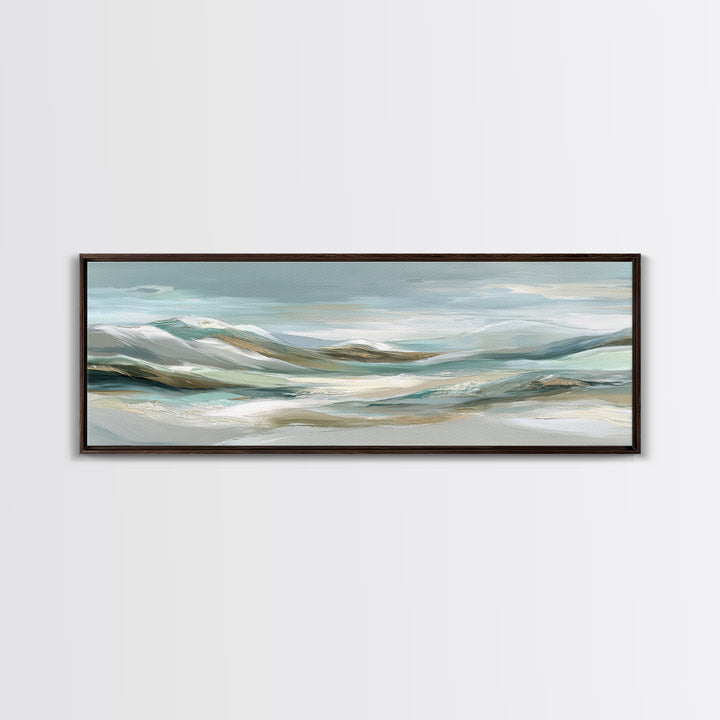Soft Mountain Landscape Framed Canvas Print, Medical Office Art, Minimalist Art, Office Decor, Calm, Educational Poster, MOA-3x1-18