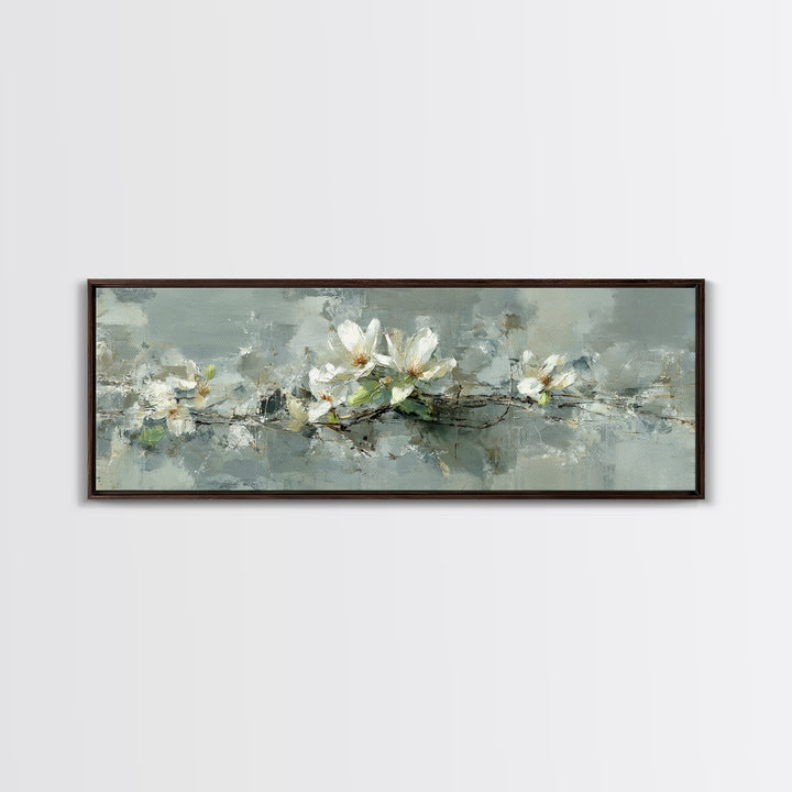 White Orchid on Gray Stone Surface Canvas Print, Medical Office Art, Medical Decor, Office Decor, Fine Art, Calm, Science Art, MOA-3x1-46