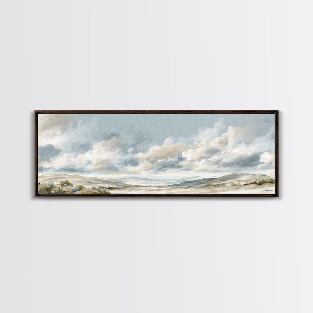 Large Neutral Landscape Framed Canvas Print, Medical Office Art, Textured Painting, Office Decor, Oil Painting, Calm, MOA-3x1-56