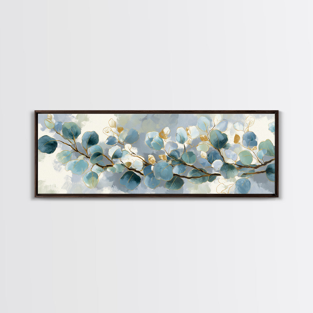 Botanical Eucalyptus Branch Framed Canvas Print, Medical Office Art, Medical Student Gift, Office Decor, Fine Art, Calm, MOA-3x1-67