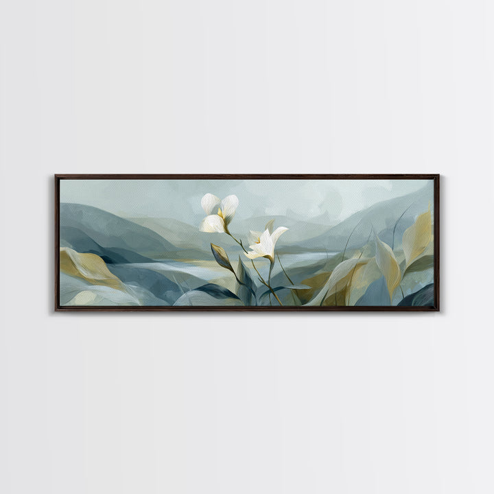 White Orchid on Gray Stone Surface Canvas Print, Medical Office Art, Art Print, Office Decor, Oil Painting, Calm, Printable Art, MOA-3x1-70