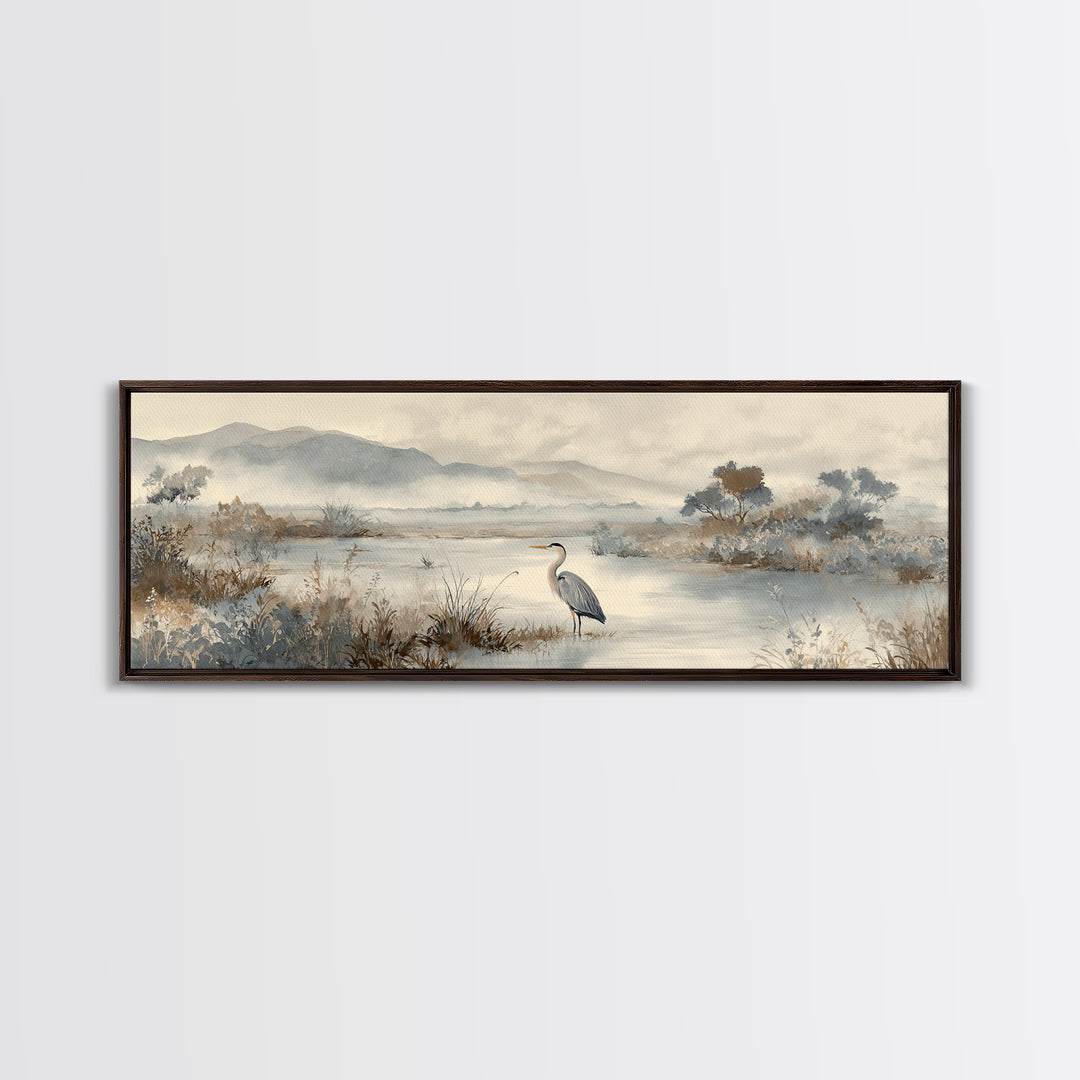 Blue Heron Standing Canvas Print, Medical Office Art, Wall Decor, Office Decor, Fine Art, Calm, Medical Office Decor, MOA-3x1-78