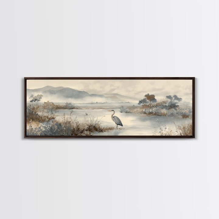 Blue Heron Standing Canvas Print, Medical Office Art, Wall Decor, Office Decor, Fine Art, Calm, Medical Office Decor, MOA-3x1-78
