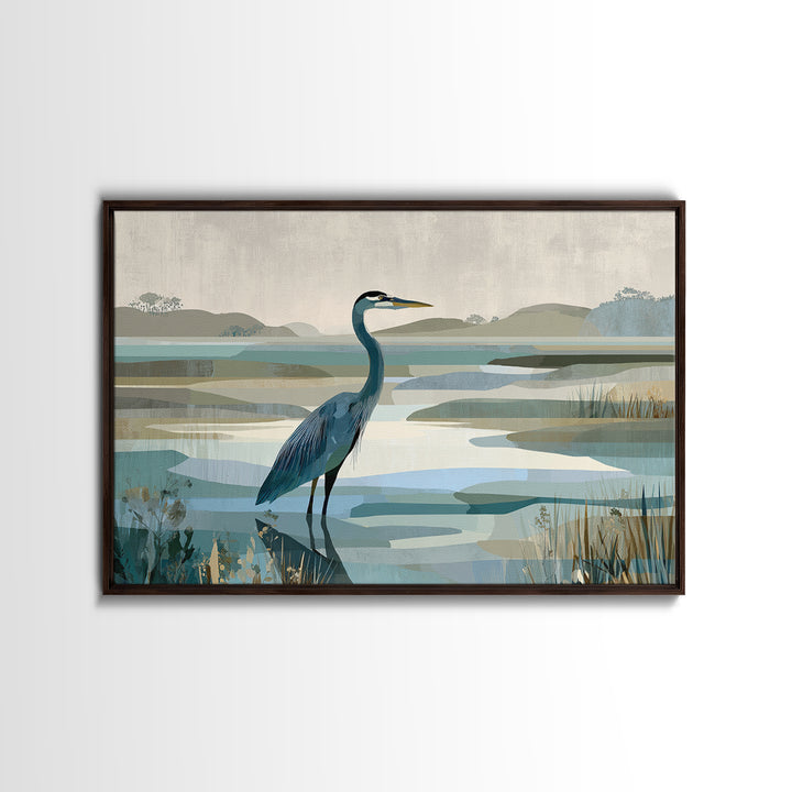 Blue Heron Standing Framed Canvas Print, Medical Office Art, Medical Student Gift, Office Decor, Fine Art, Calm, Anatomy Poster, MOA-3x2-18