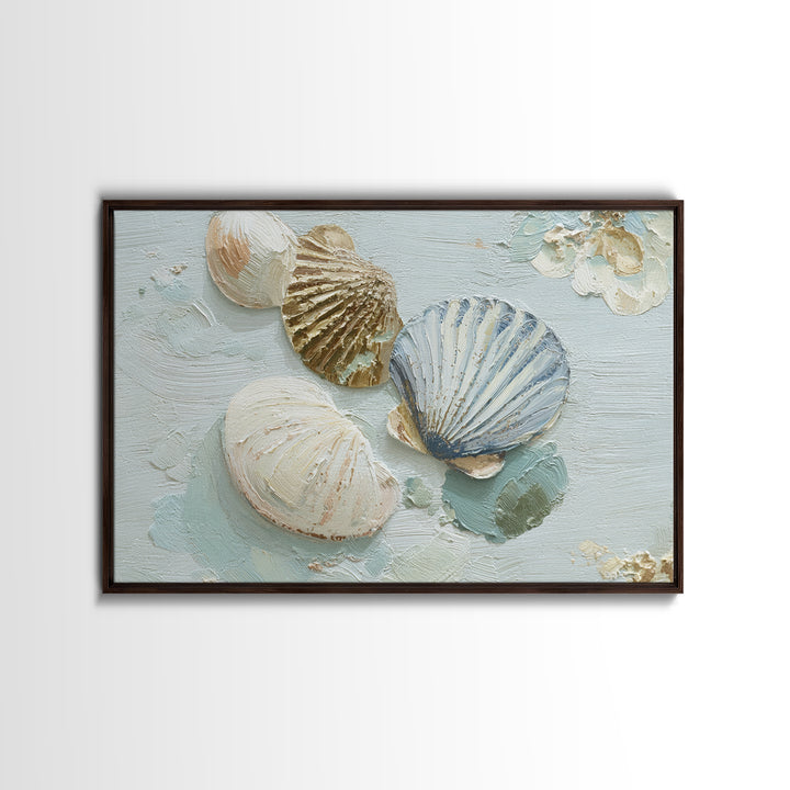 Coastal Shells and Water Study Framed Canvas Print, Medical Office Art, Medical Decor, Office Decor, Calm, Science Art, MOA-3x2-24